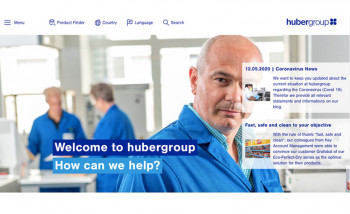 Первый экран главной страницы нового сайта hubergroup